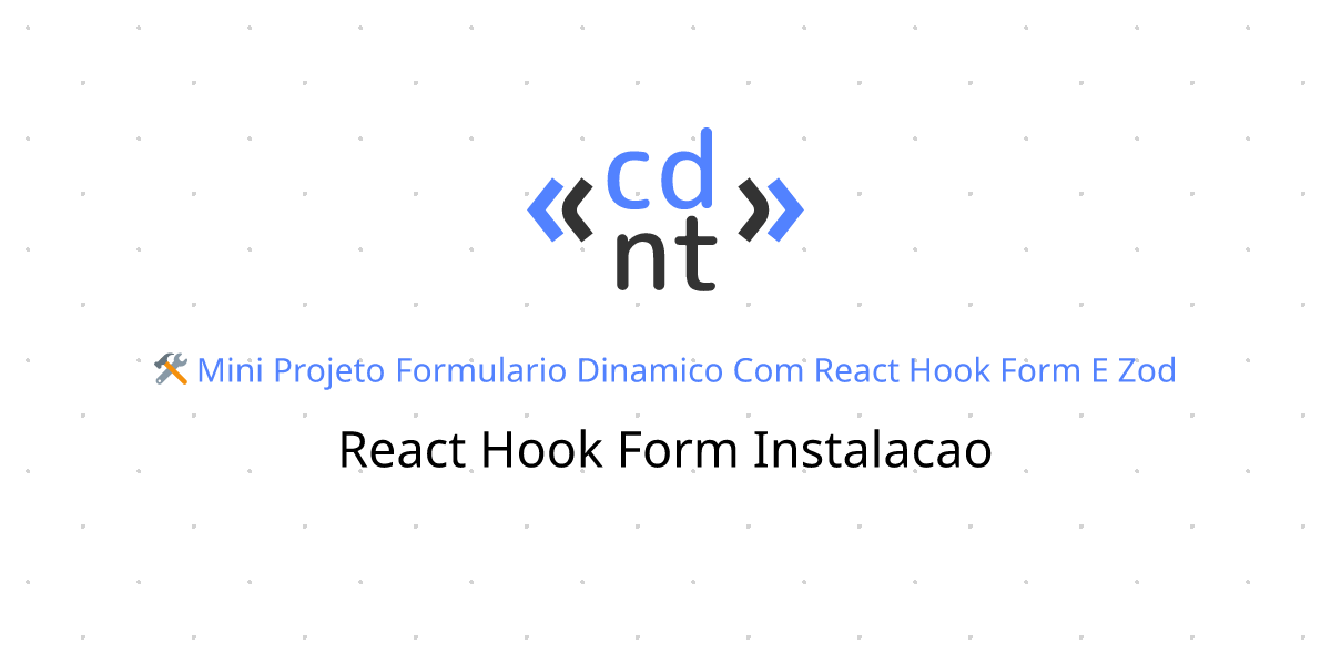React Hook Form Instalação | Formulário dinâmico com React Hook Form e ...
